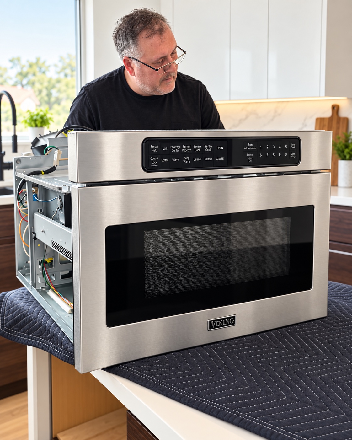 Viking built-in microwave during a magnetron replacement in Rancho Palos Verdes